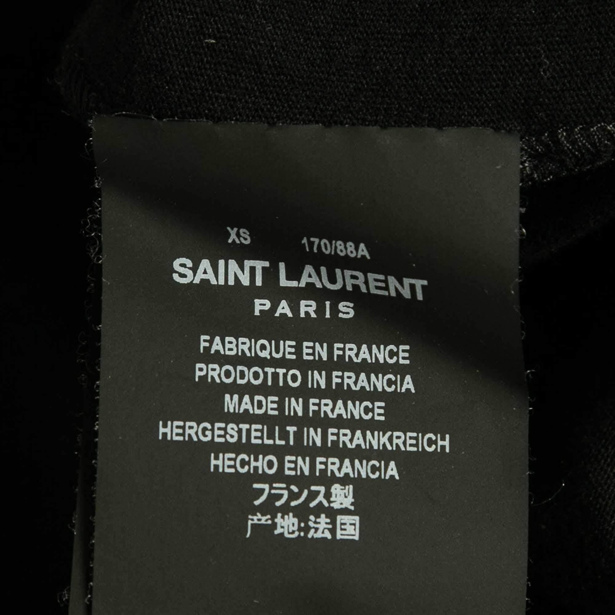 Saint Laurent Paris Schwarzes T-Shirt aus Jersey mit strukturiertem Rosendruck XS im Angebot 1