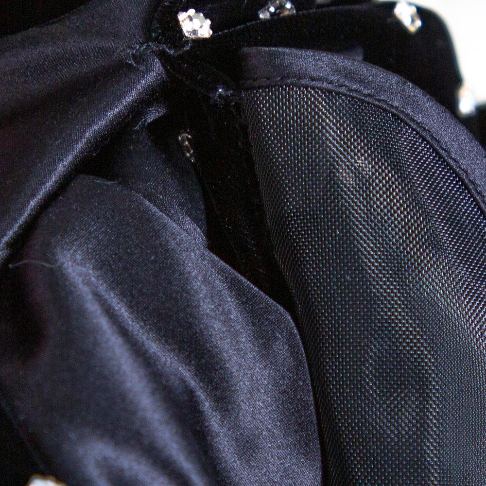 Saint Laurent Paris Black Velvet Crystal Embellished Detail Faux Mini Dress M 2