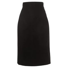 Saint Laurent Paris Black Velvet Pencil Skirt L
