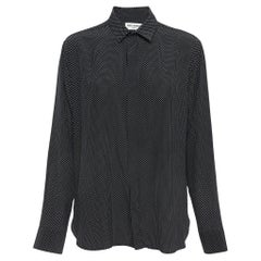 Saint Laurent Paris - Chemise boutonnée en soie noire/blance à pois M