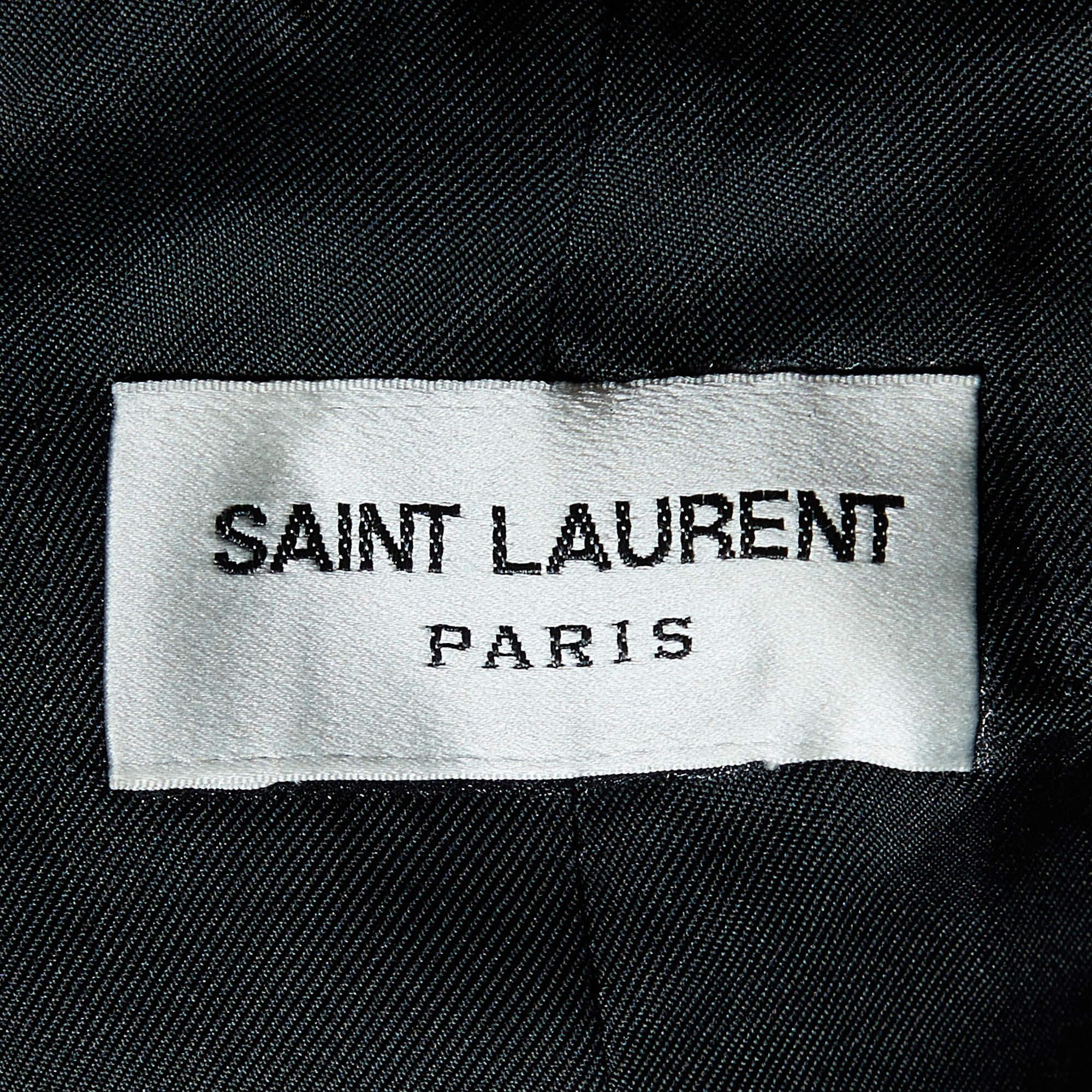 Saint Laurent Paris Black Wool Gabardine Single Breasted Jacket L In Excellent Condition For Sale In Dubai, Al Qouz 2
