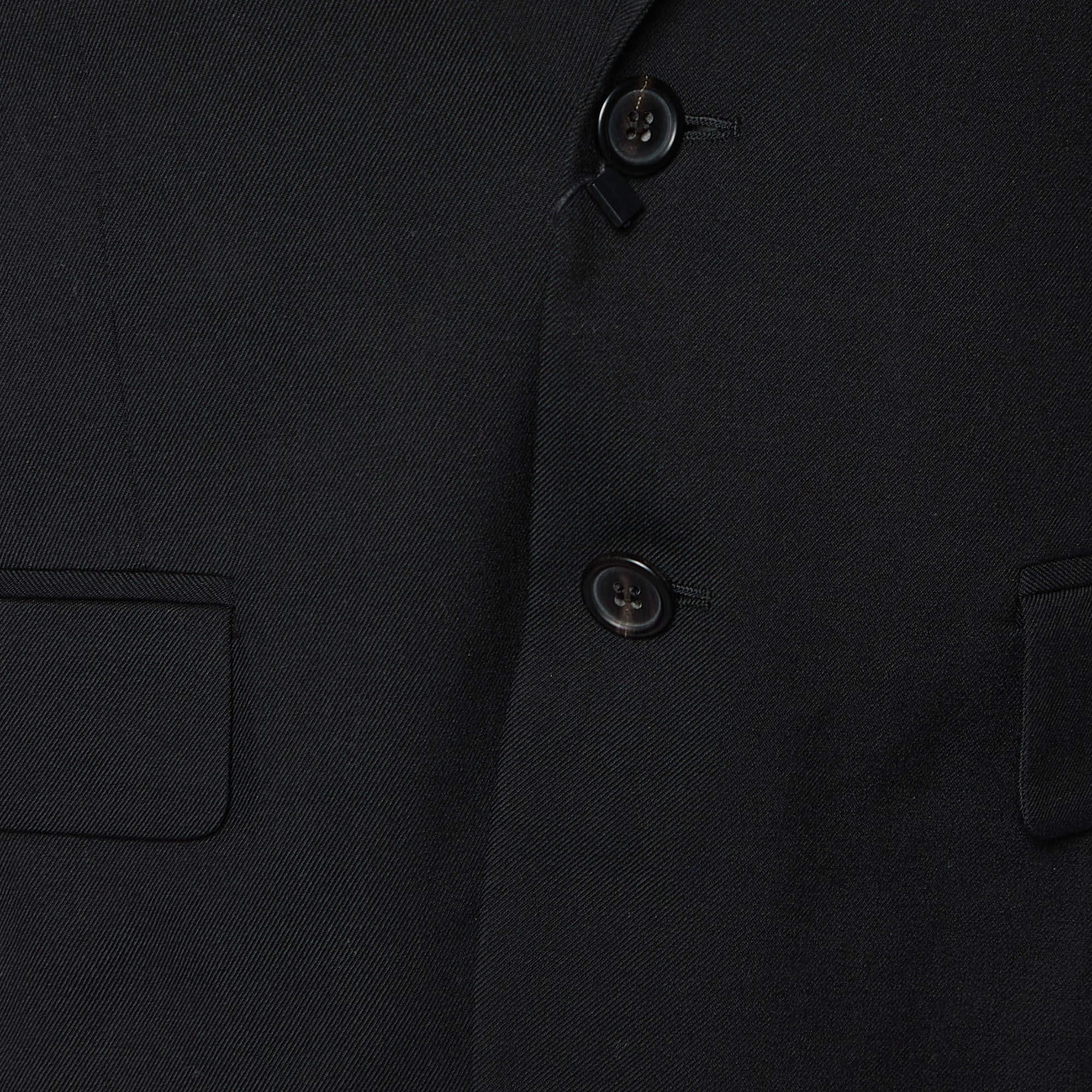 Saint Laurent Paris Black Wool Gabardine Single Breasted Jacket L For Sale 1