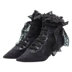 Saint Laurent Paris - Bottines blaze en cuir et dentelle