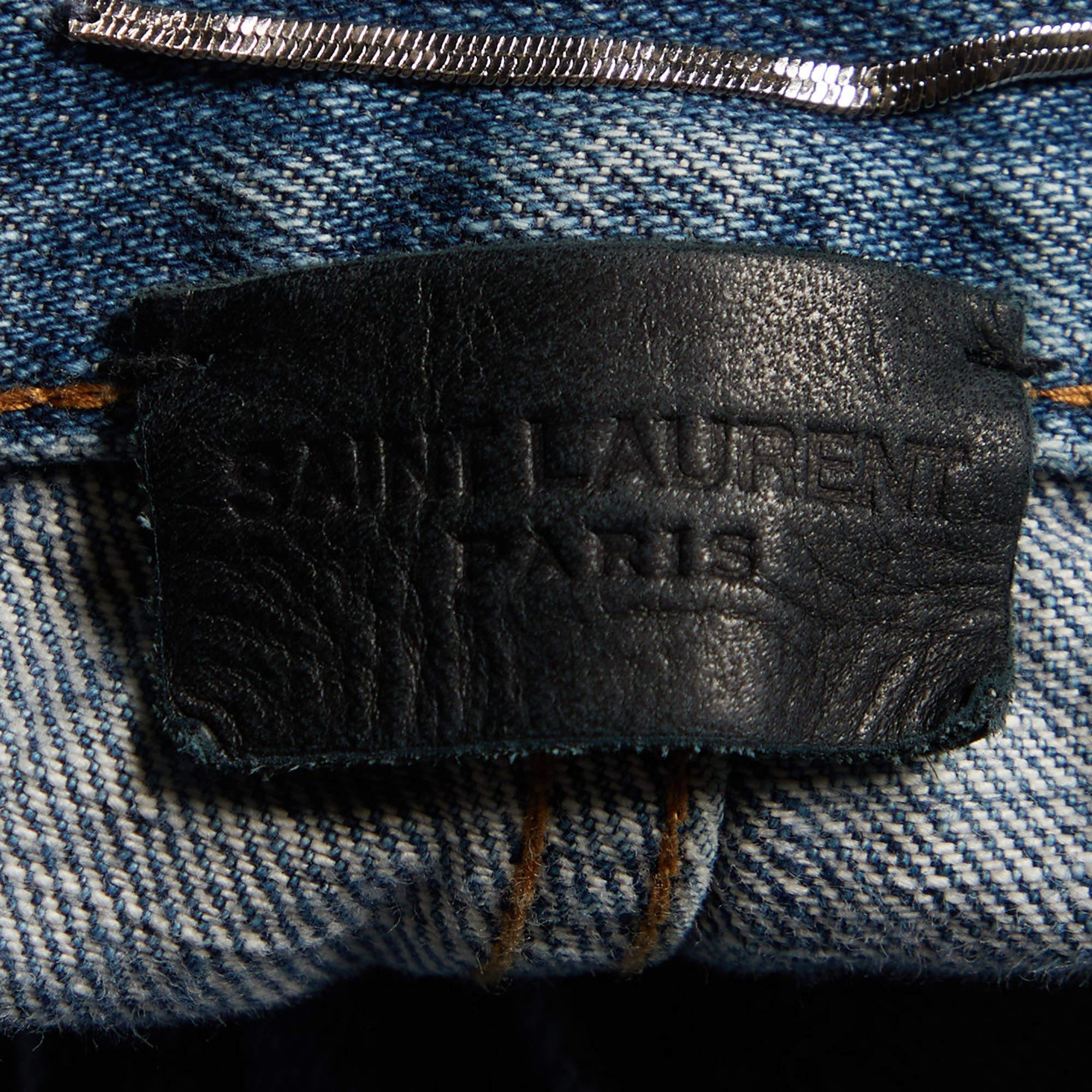 Men's Saint Laurent Paris Blue Denim Distressed Skinny Jeans S/Waist 31