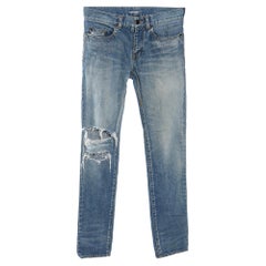 Saint Laurent Paris Vaqueros pitillo desgastados S/Cintura 31