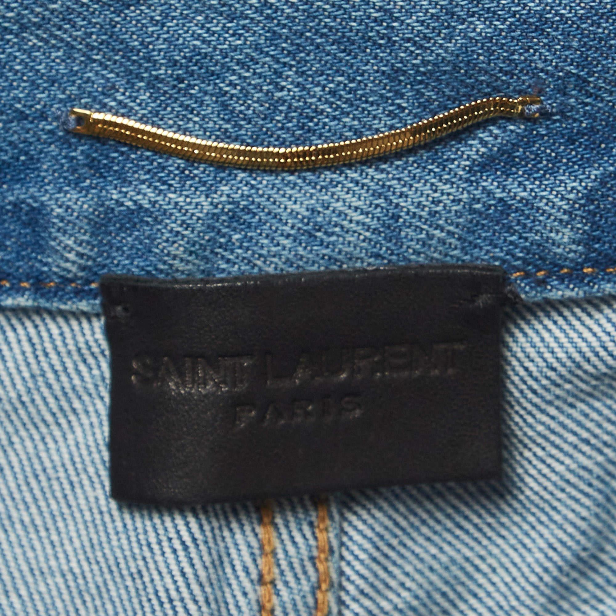 Saint Laurent Paris Blaue Distressed Bermuda-Shorts aus Denim im Used-Look mit S-Taille 24'' im Angebot 1