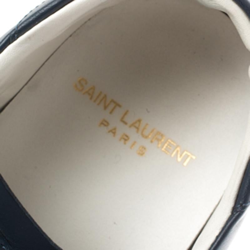 Saint Laurent Paris Blue Leather Low Top Sneakers Size 39 1