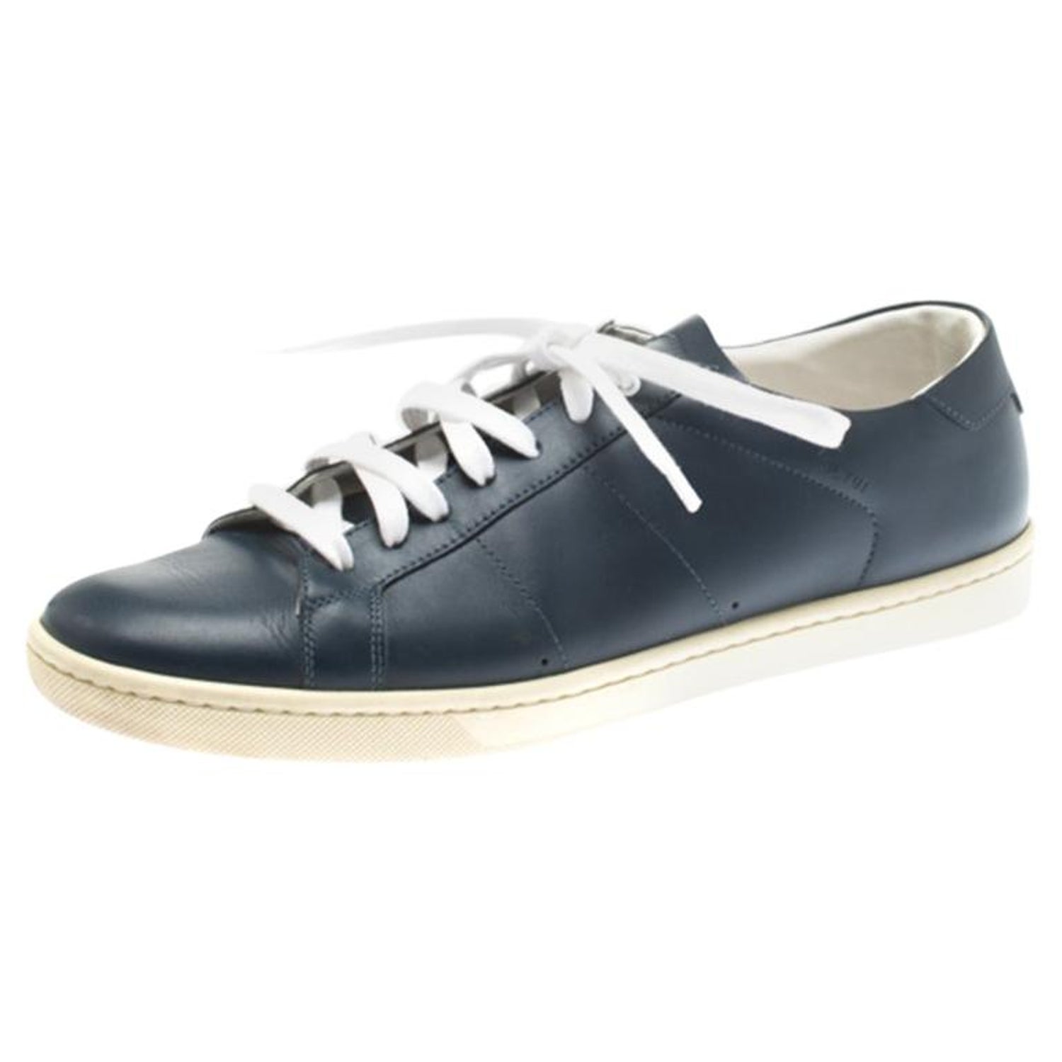 Saint Laurent Paris Blue Leather Low Top Sneakers Size 39 For Sale at  1stDibs
