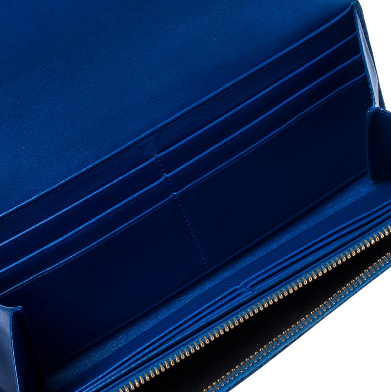 Saint Laurent Paris Blue Leather Marquage Continental Flap Wallet 1
