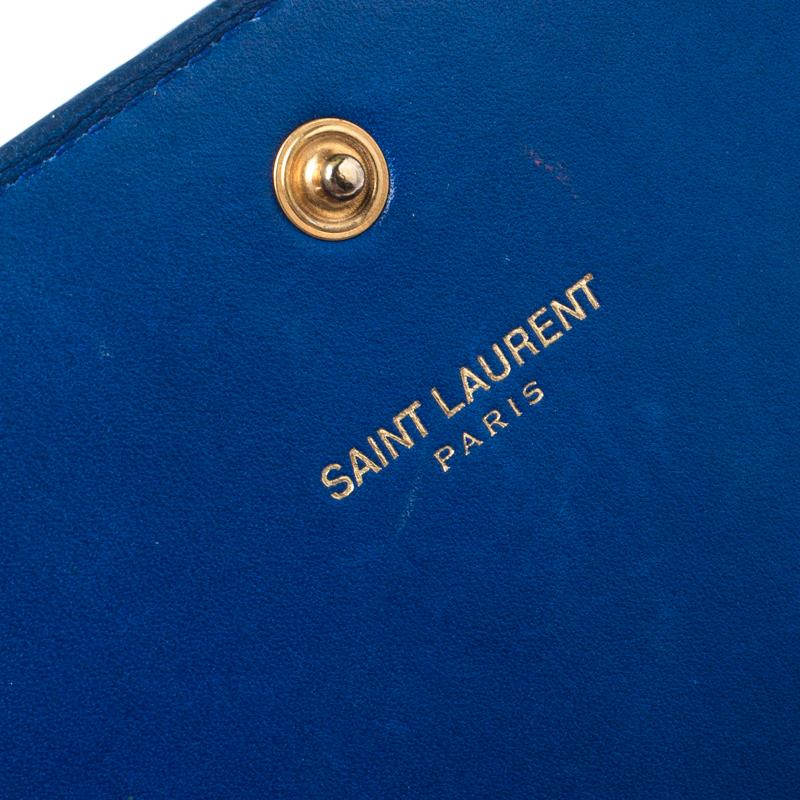 Saint Laurent Paris Blue Leather Marquage Continental Flap Wallet 2