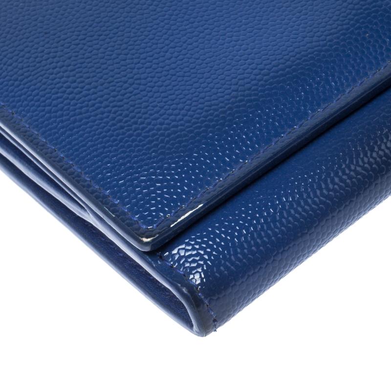 Saint Laurent Paris Blue Leather Marquage Continental Flap Wallet 2