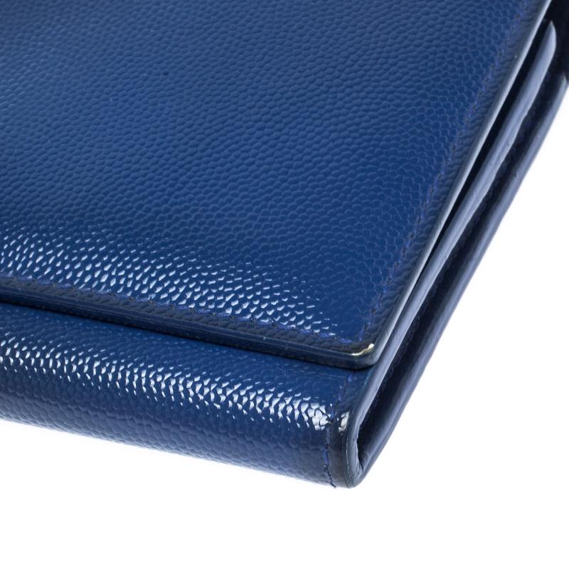 Saint Laurent Paris Blue Leather Marquage Continental Flap Wallet 3
