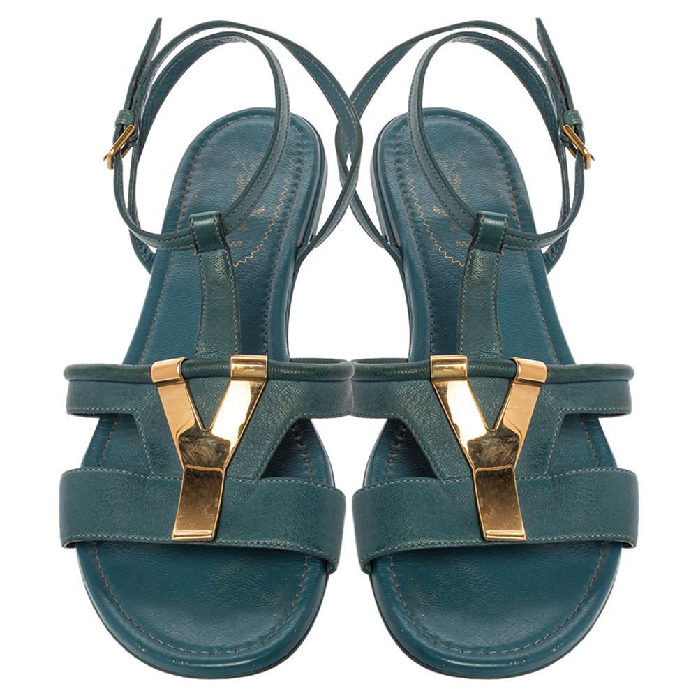 Gris Saint Laurent Paris Chausssures à lanières Ycon en cuir bleu taille 38