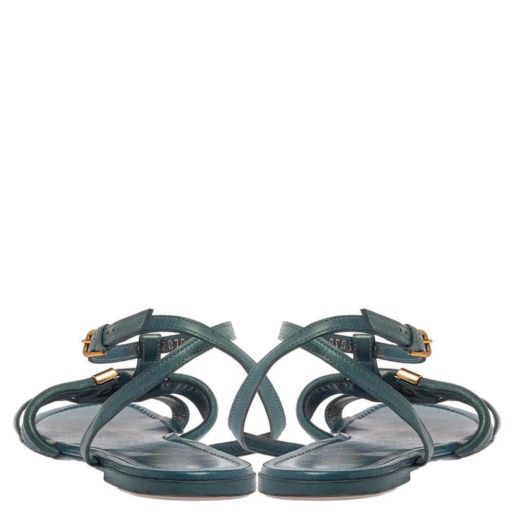  Saint Laurent Paris Chausssures à lanières Ycon en cuir bleu taille 38 Pour femmes 
