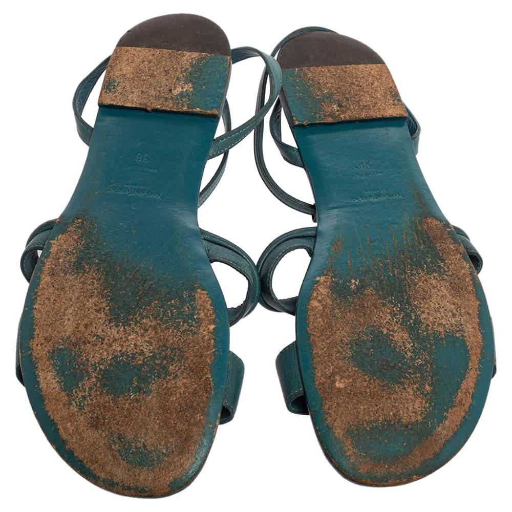 Saint Laurent Paris Chausssures à lanières Ycon en cuir bleu taille 38 1