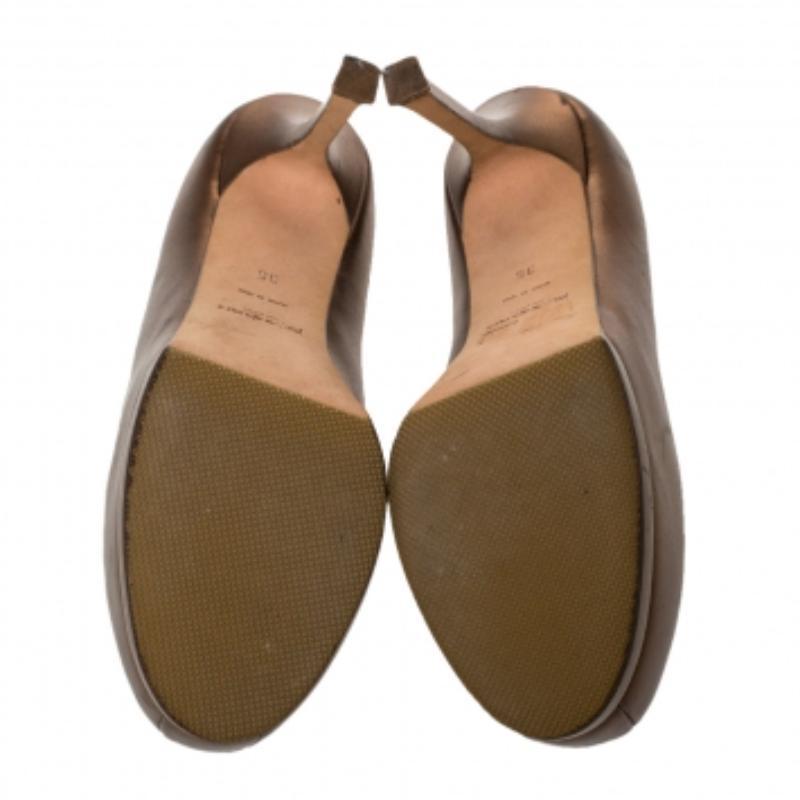 Saint Laurent Paris - Pumps con piattaforma Tribtoo in pelle di bronzo - misura 35 in vendita 2
