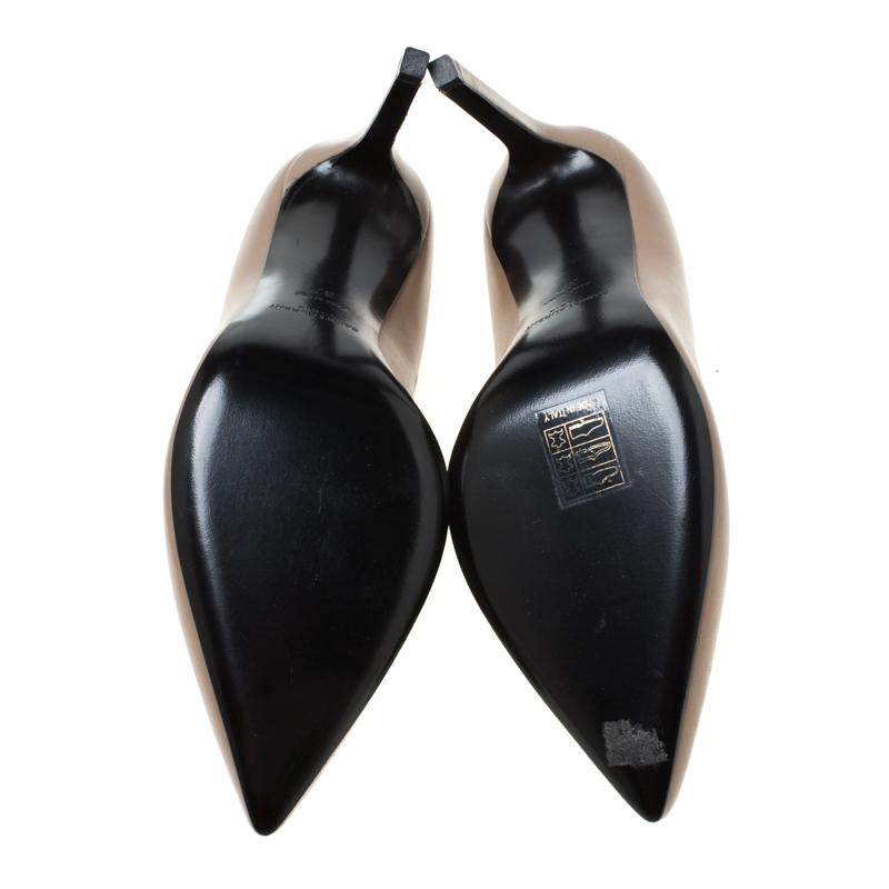 Women's Saint Laurent Paris Brown Leather Pointed Toe Pumps Size 37