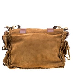 Saint Laurent Paris Brown Stitches Suede And Leather Shoulder Bag