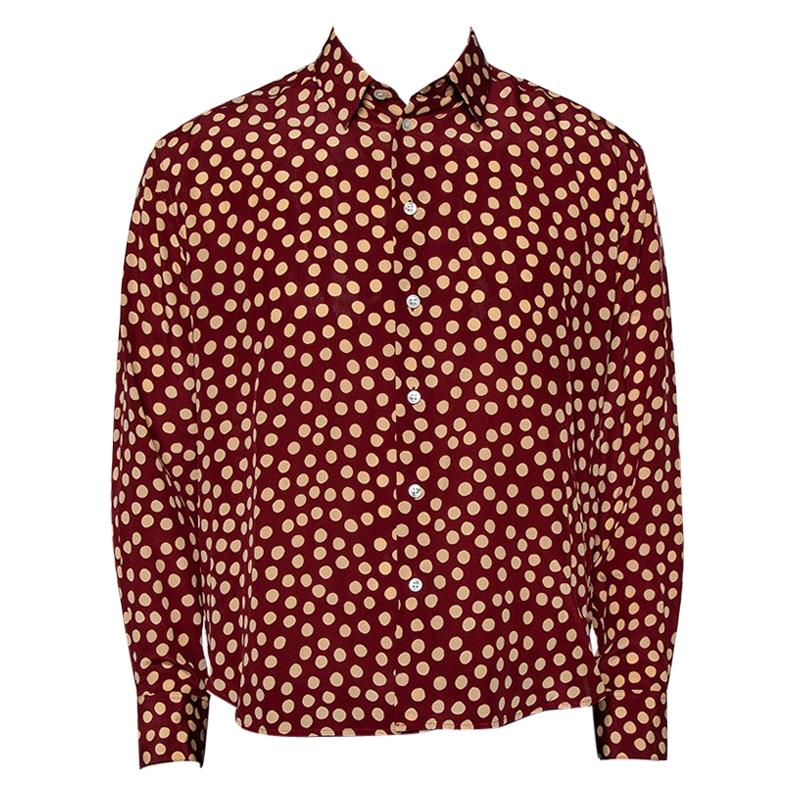 burgundy polka dot shirt