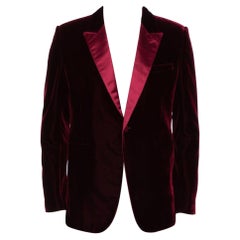 Saint Laurent Paris Burgundy Velvet Iconic le Smoking Blazer XL