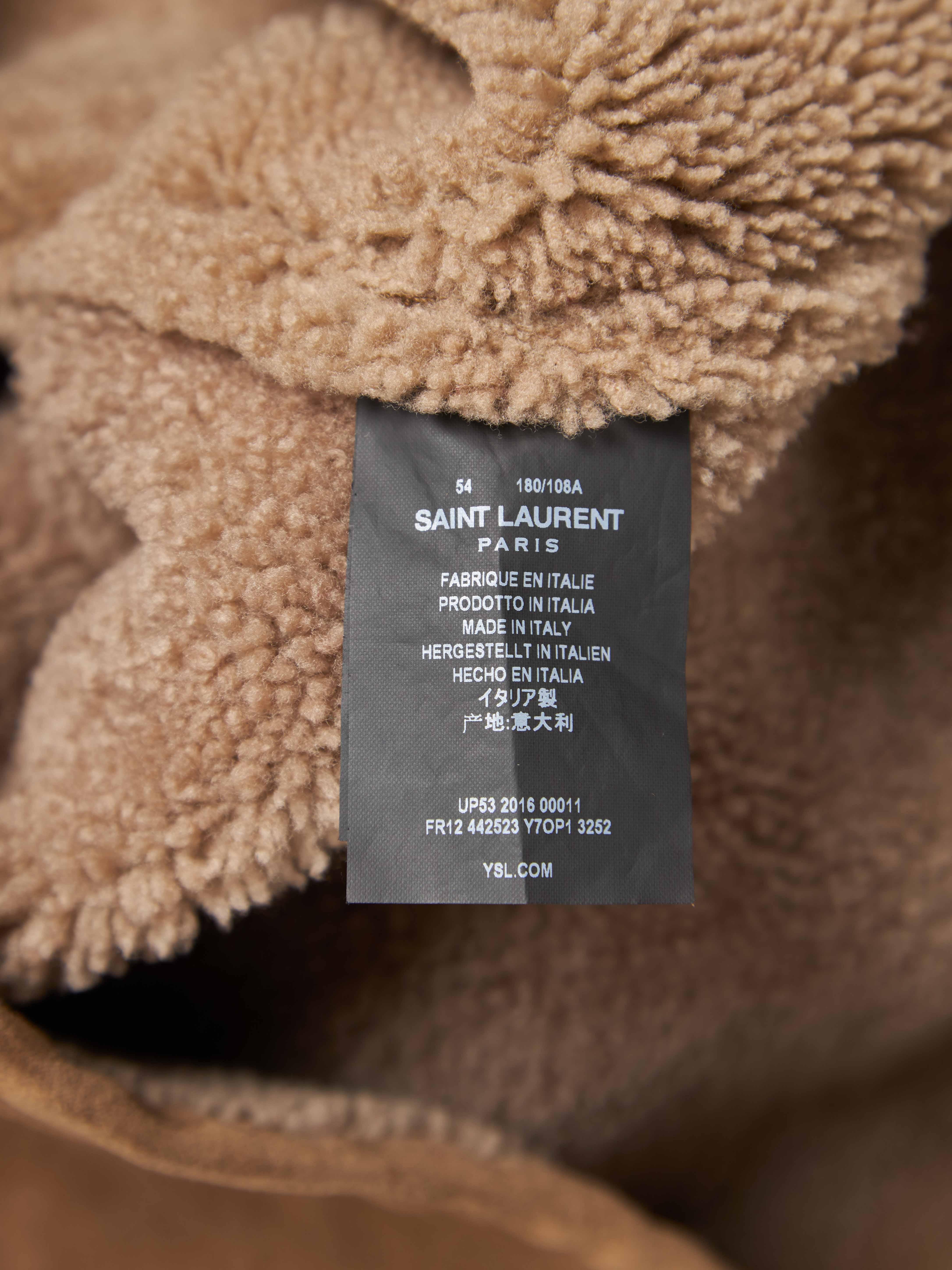 Brown Saint Laurent Paris  Buttons Sheepskin Coat For Sale