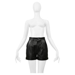 Saint Laurent Paris By Hedi Slimane Pantaloncini in pelle nera 2103