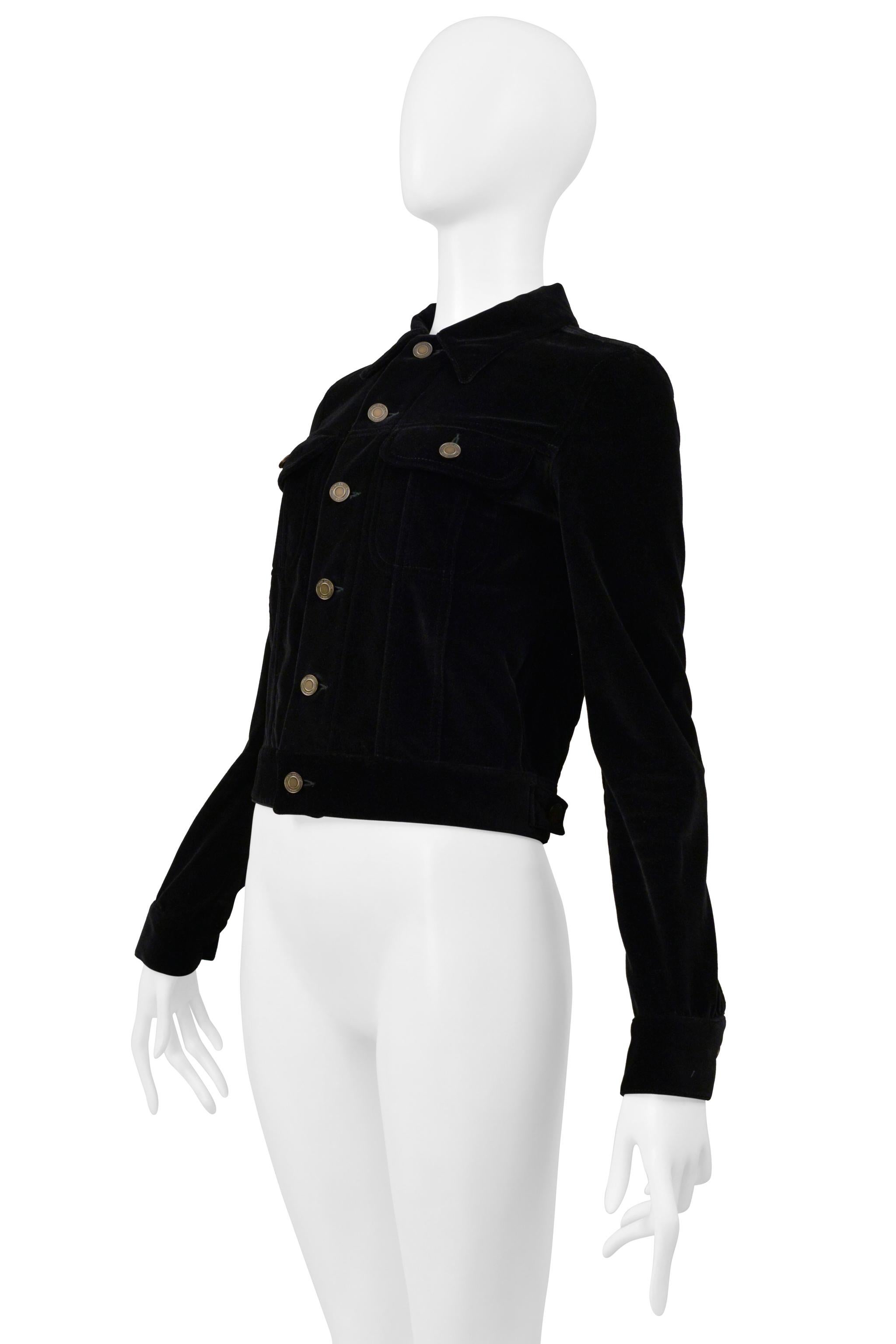 Saint Laurent Paris By Hedi Slimane Black Velvet Jacket W/ Studded Musical Notes In Good Condition For Sale In Los Angeles, CA