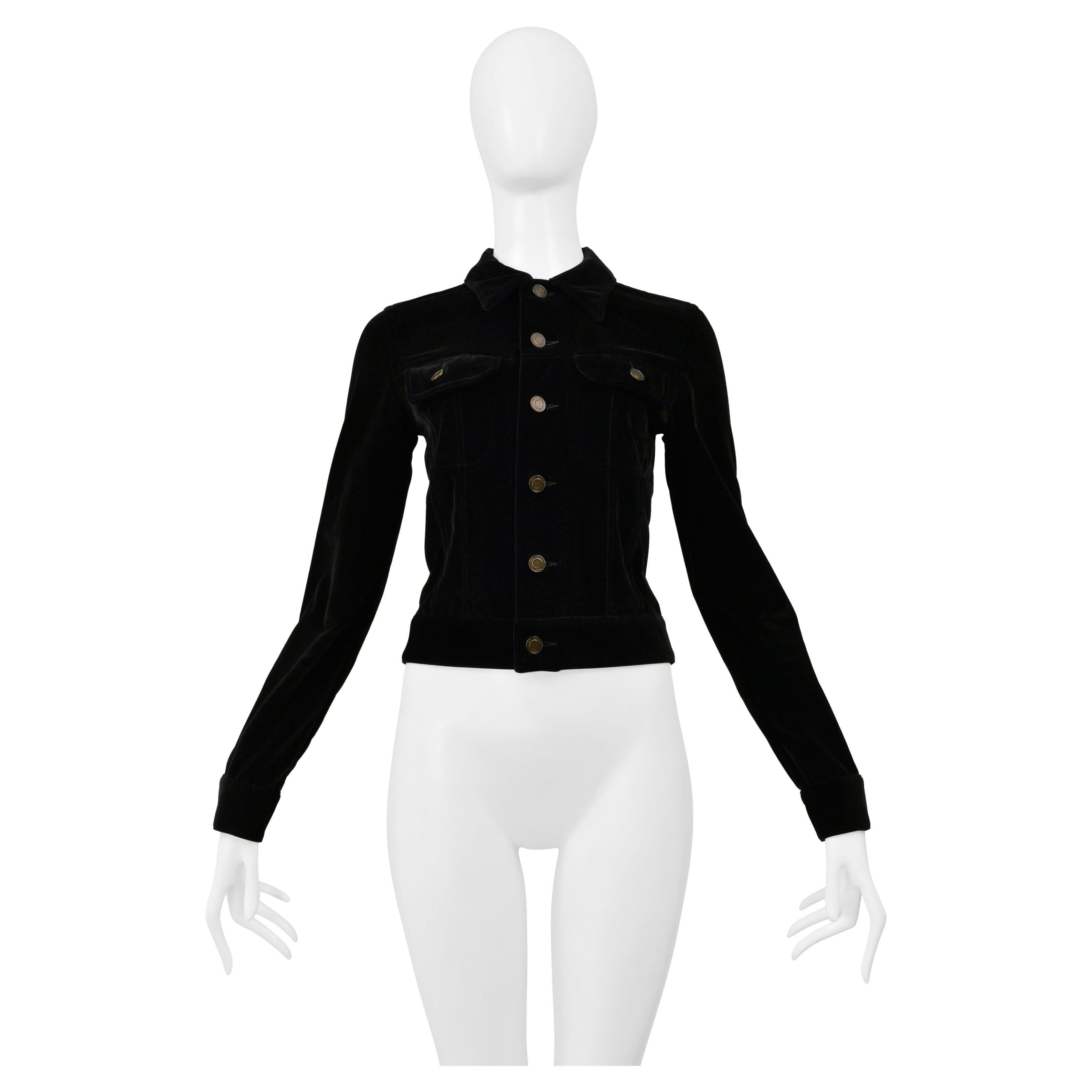 Saint Laurent Paris By Hedi Slimane Chaqueta De Terciopelo Negra Con Notas Musicales Tachonadas