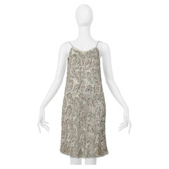 Saint Laurent Paris By Hedi Slimane - Vestito in pizzo floreale con perline d'argento