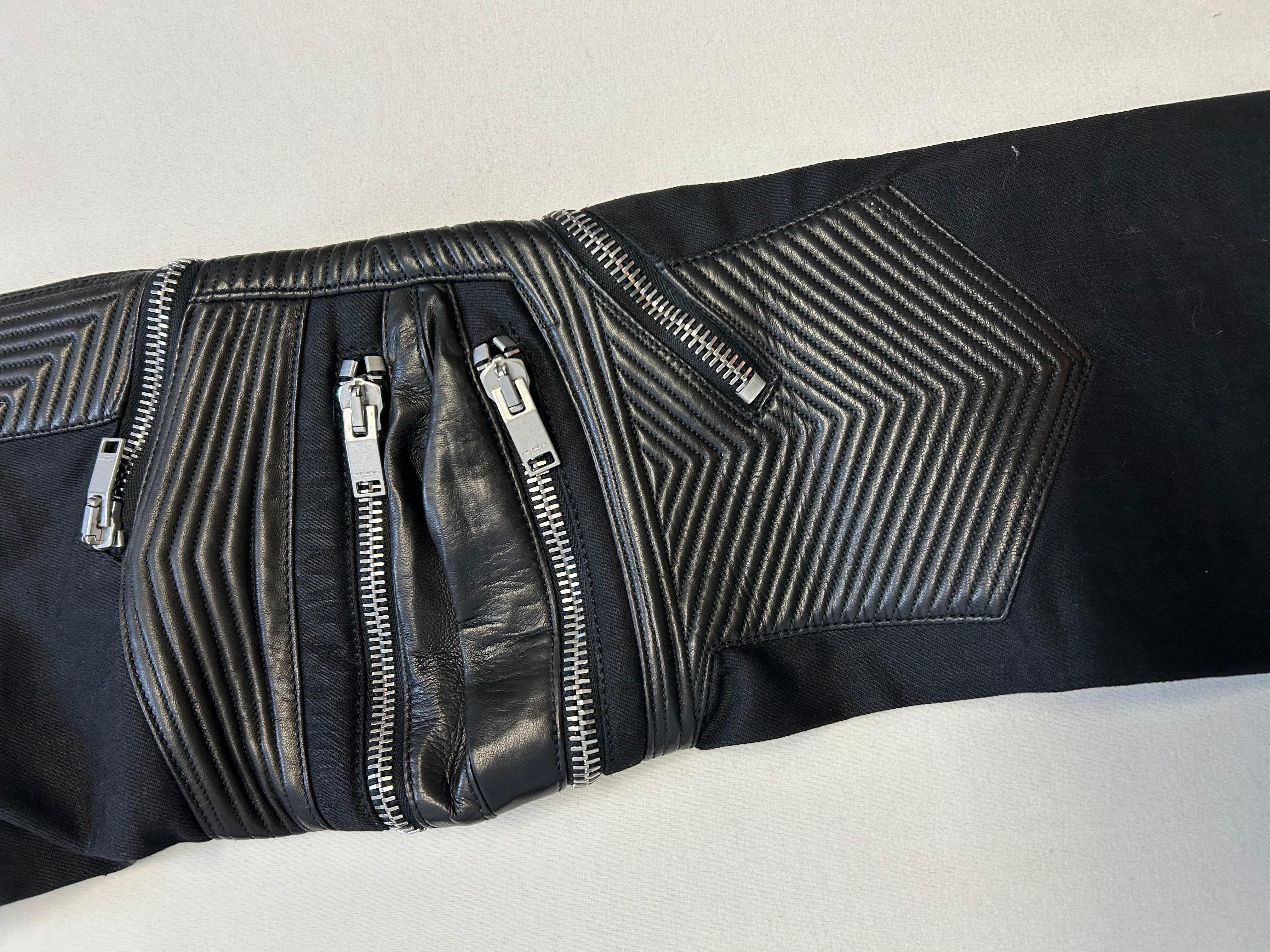 Women's or Men's Saint Laurent Paris by Hedi Slimane FW2014 D04 multi zip biker denim For Sale