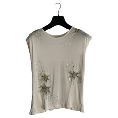 Saint Laurent Paris by Hedi Slimane SS2015 creme starburst embellished tshirt