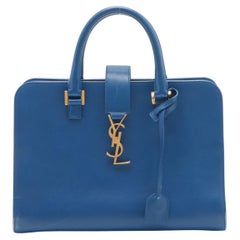 Saint Laurent Paris Cabas Zwei-Wege-Handtasche aus Leder in Blau