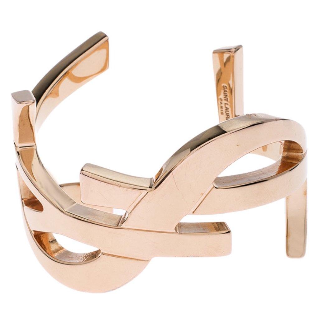 Saint Laurent Paris Cassandre Gold Plated Bracelet In Good Condition In Dubai, Al Qouz 2