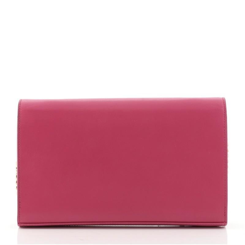 Pink Saint Laurent Paris Chain Wallet Leather