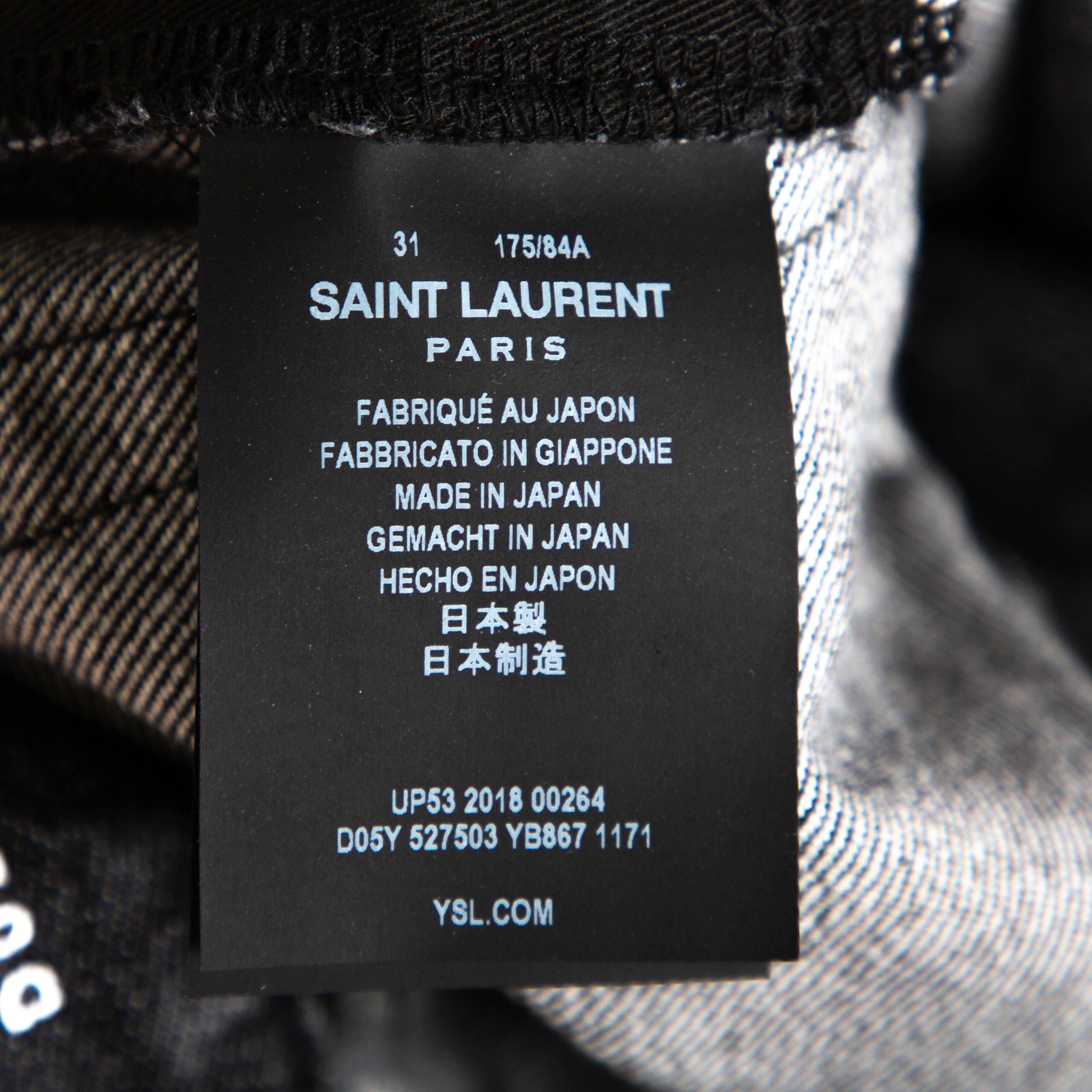 Saint Laurent Paris Holzkohle Grau Medium Wash Denim Raw Edge Jeans M Herren im Angebot