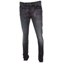 Jean Laurent Paris Gris anthracite Denim moyennement délavé Raw Edge Jeans M