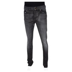 Saint Laurent Paris Charcoal Grey Medium Wash Denim Raw Edge Jeans M