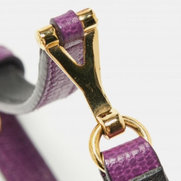 Bracciale Saint Laurent Paris in pelle color oro in vendita 4