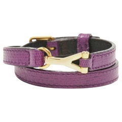 Saint Laurent Paris Chyc Leather Gold Tone Bracelet