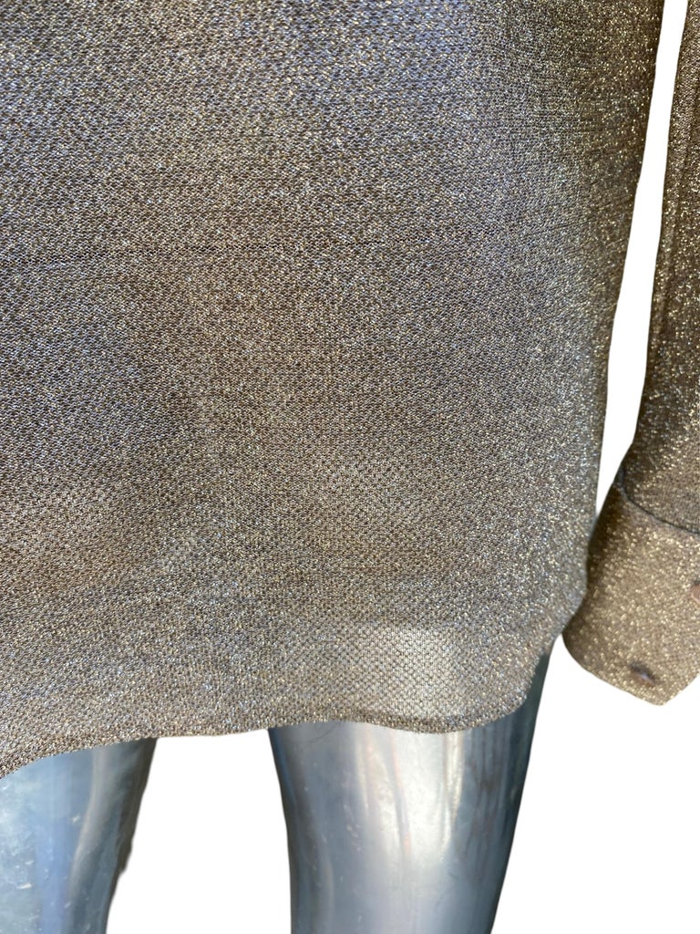 Saint Laurent Paris Collection Gold Metallic Lurex Blouse Size