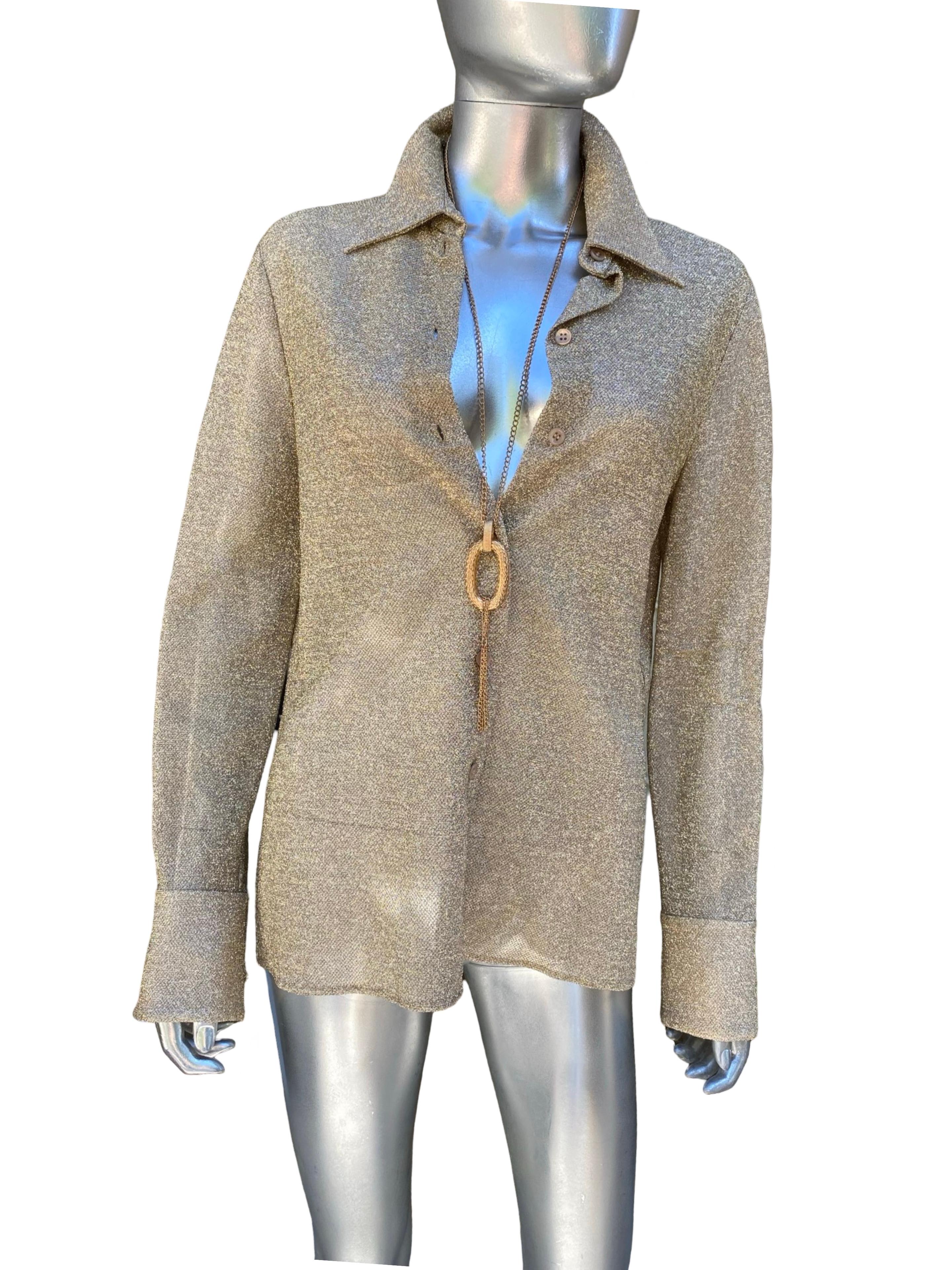 Saint Laurent Collectional Camicetta in lurex metallizzato oro Taglia 40EU/8US in vendita 7
