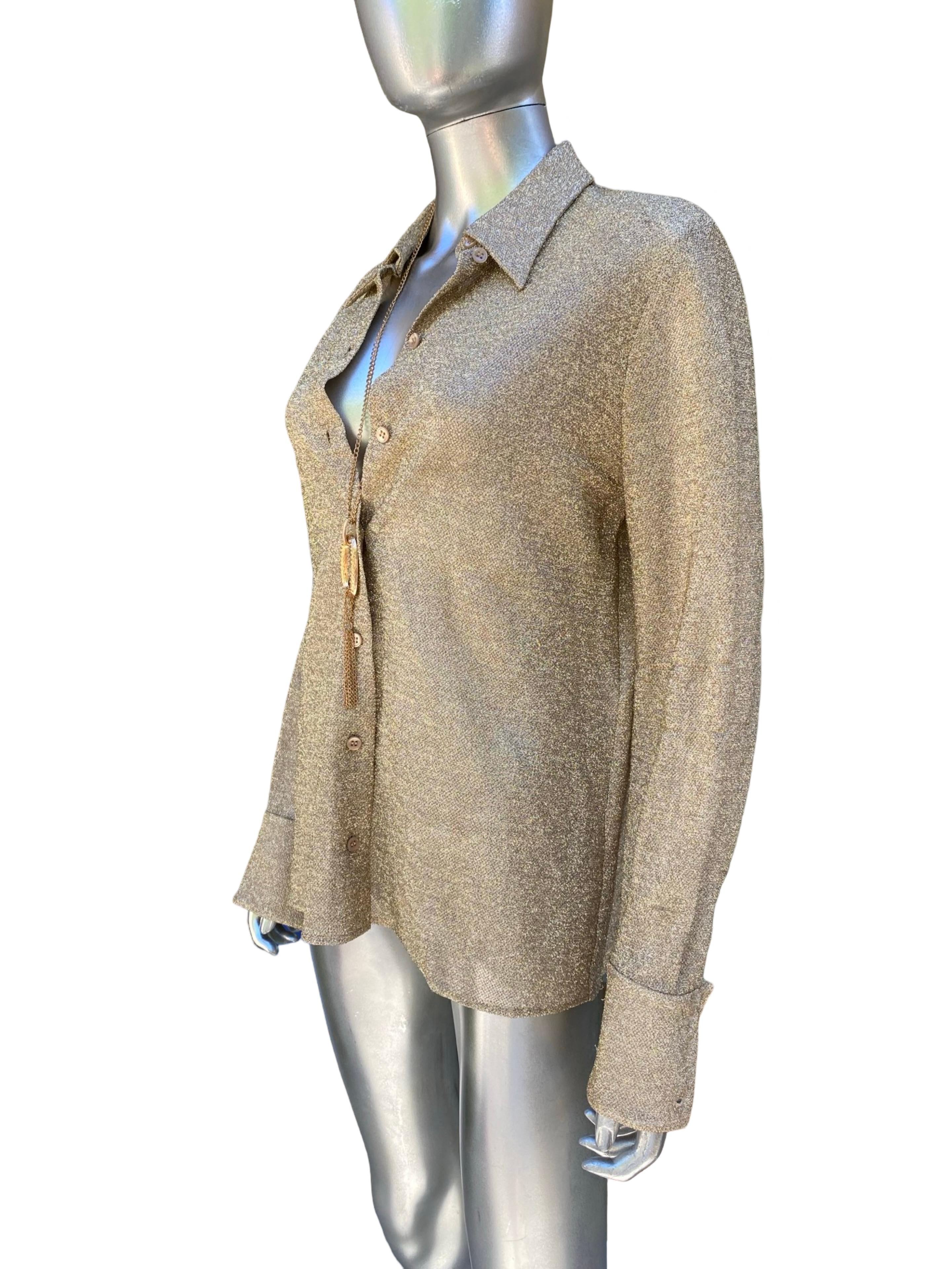 Saint Laurent Collectional Camicetta in lurex metallizzato oro Taglia 40EU/8US in vendita 8