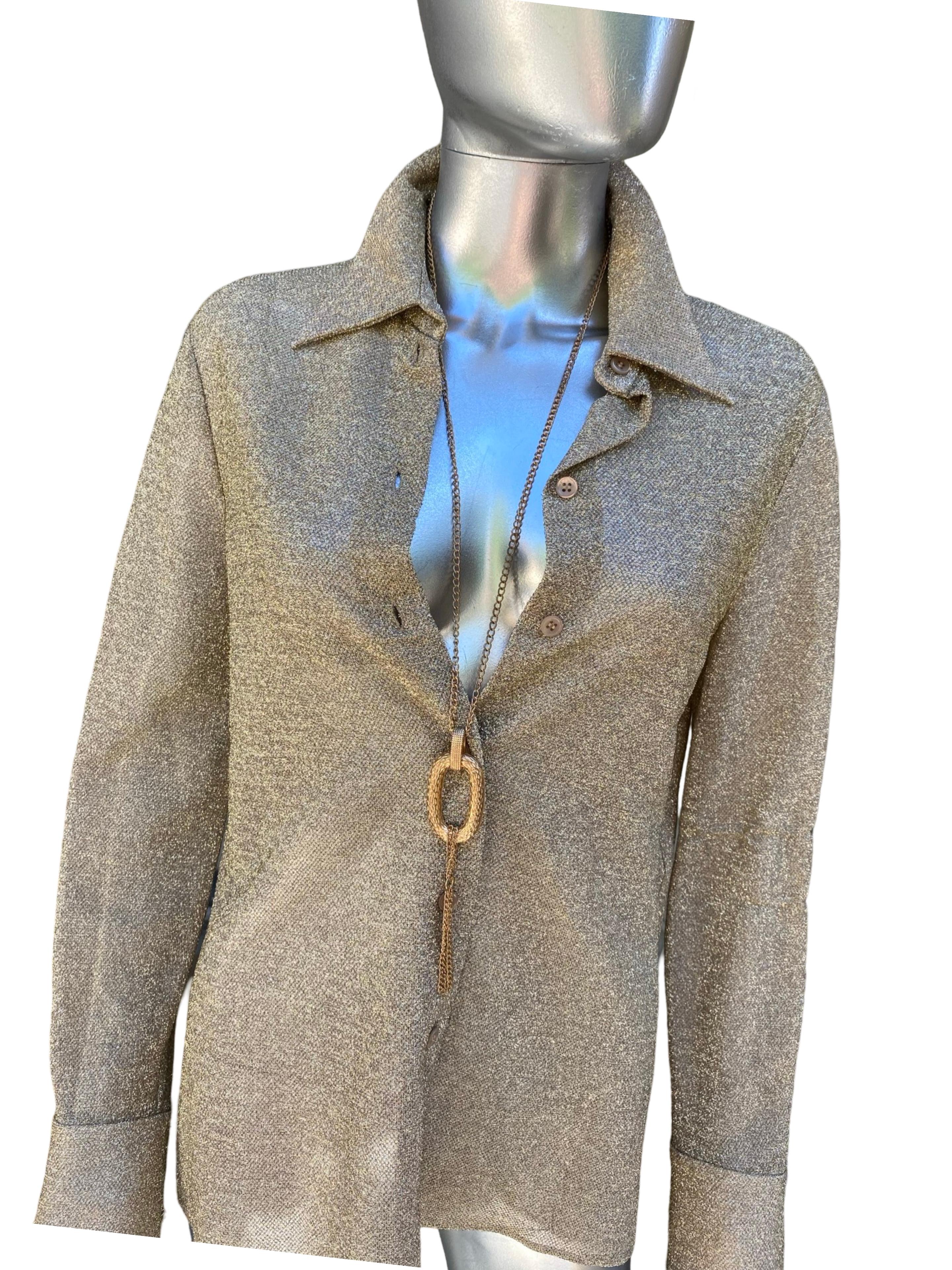 Saint Laurent Collectional Camicetta in lurex metallizzato oro Taglia 40EU/8US in vendita 9