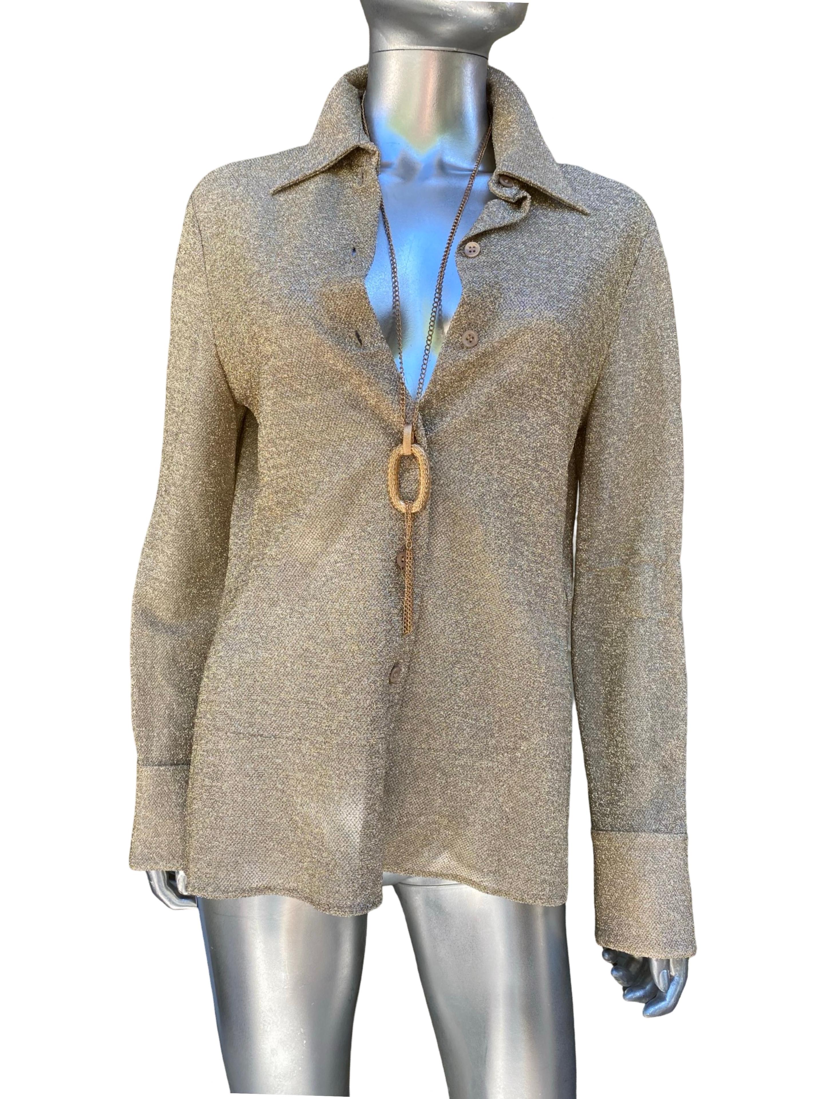 Saint Laurent Collectional Camicetta in lurex metallizzato oro Taglia 40EU/8US in vendita 10