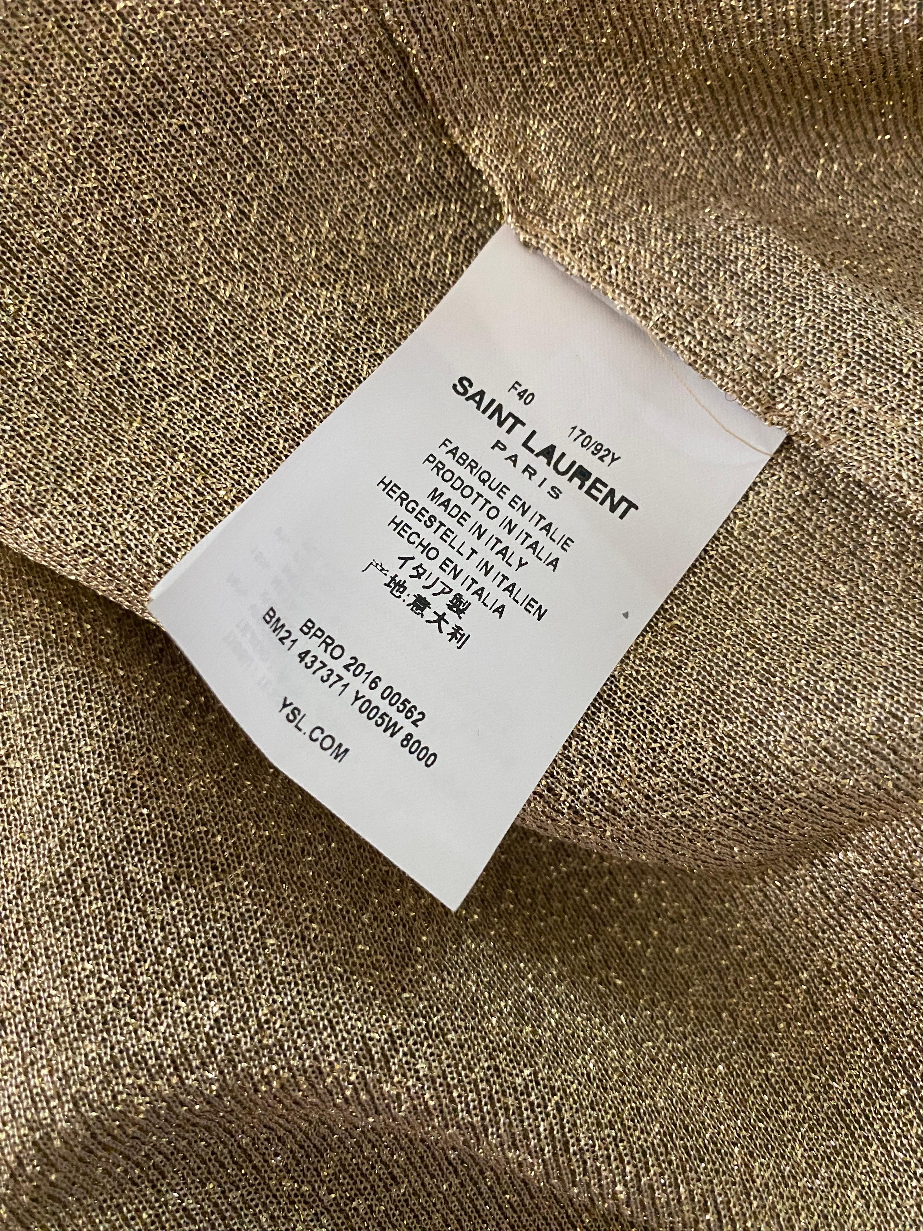 Saint Laurent Collectional Camicetta in lurex metallizzato oro Taglia 40EU/8US in vendita 11