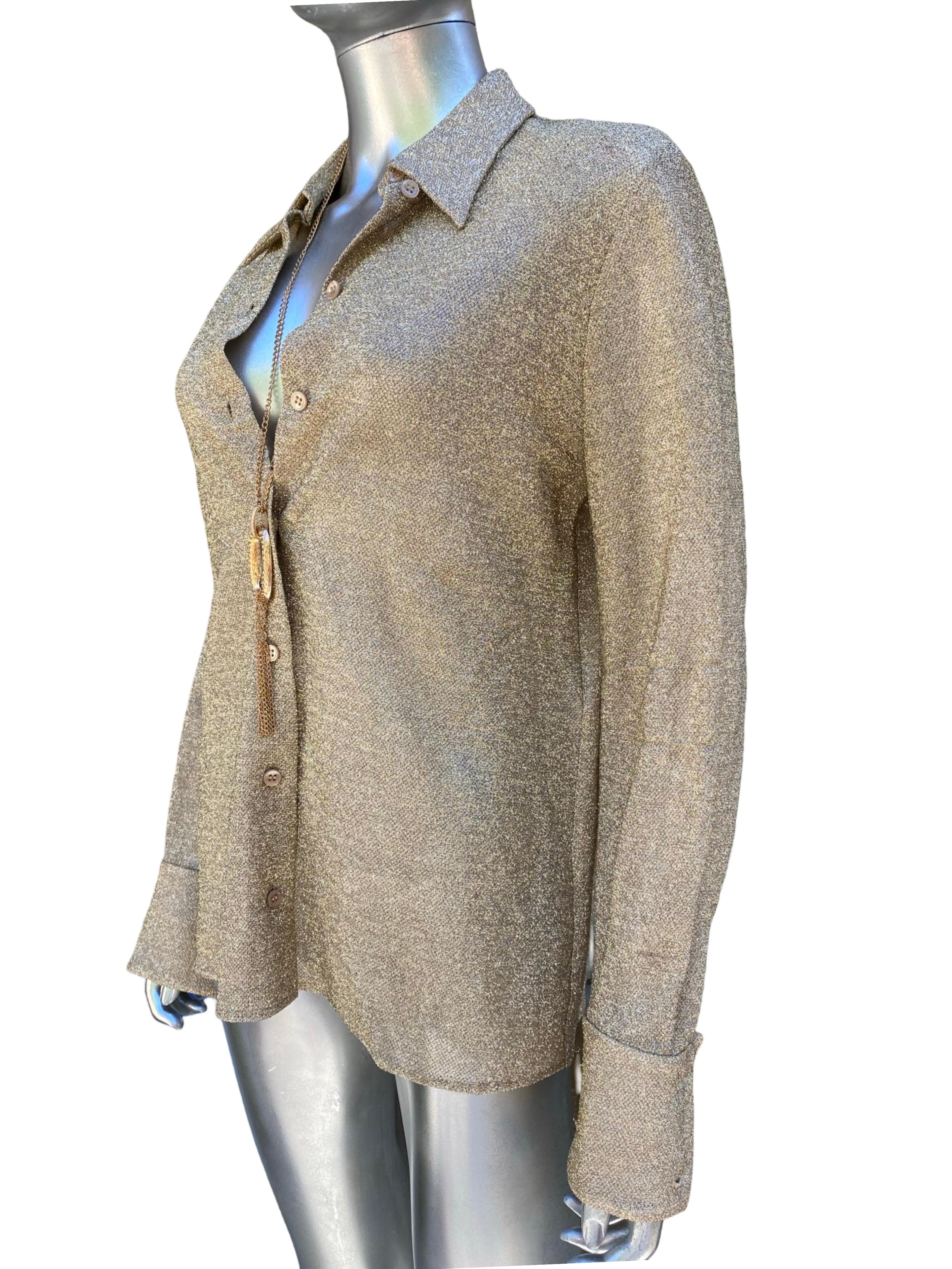 Saint Laurent Collectional Camicetta in lurex metallizzato oro Taglia 40EU/8US in vendita 1