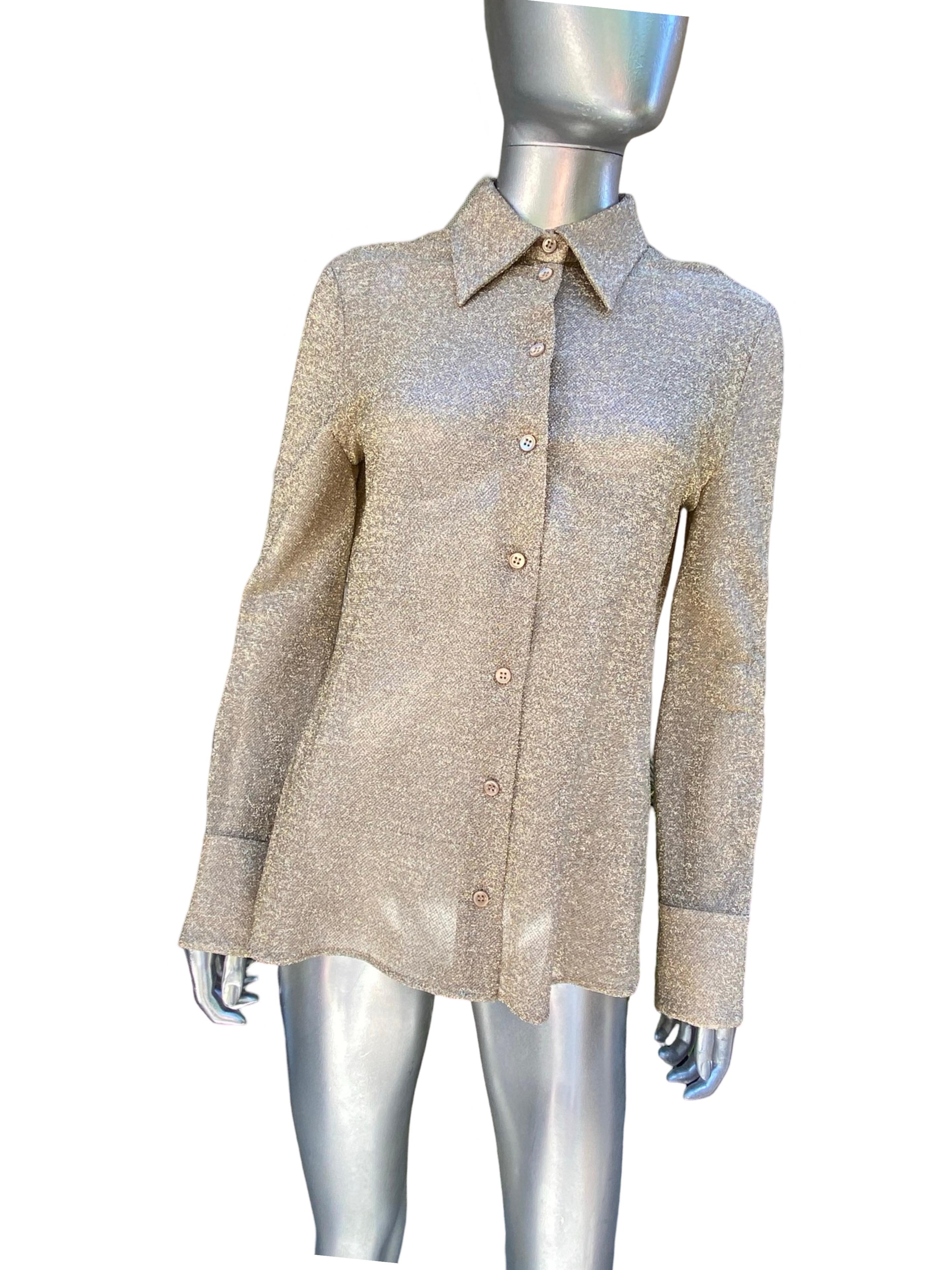 Saint Laurent Collectional Camicetta in lurex metallizzato oro Taglia 40EU/8US in vendita 2
