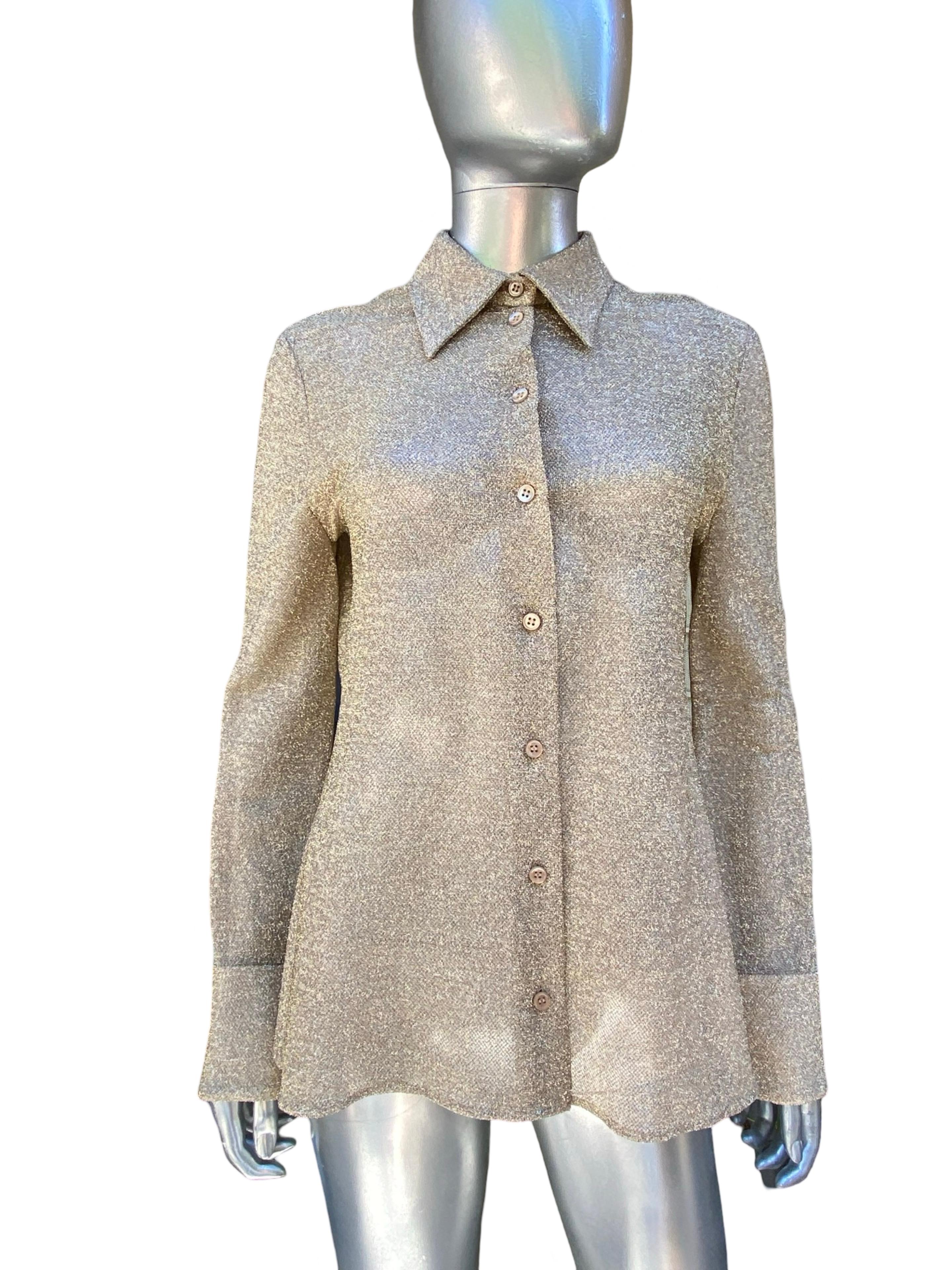 Saint Laurent Collectional Camicetta in lurex metallizzato oro Taglia 40EU/8US in vendita 3