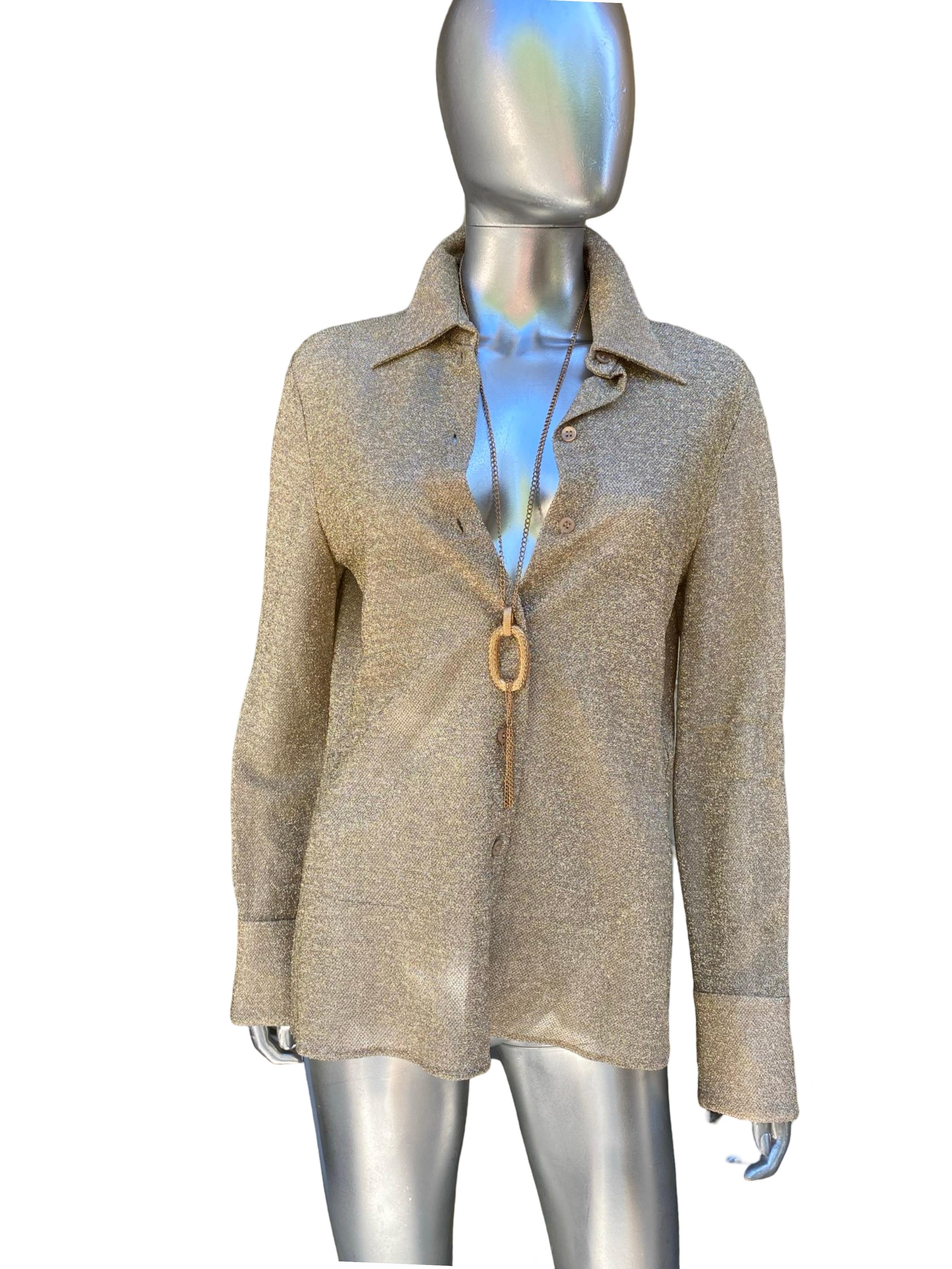 Saint Laurent Collectional Camicetta in lurex metallizzato oro Taglia 40EU/8US in vendita 4