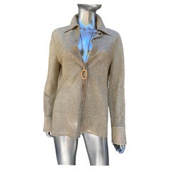 Saint Laurent Paris Collection Gold Metallic Lurex Blouse Size 40EU/8US